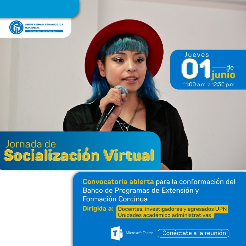 Programación jornada de socialización conformación Banco de Proyectos, el jueves 01 de junio de 11am a 12:30 pm