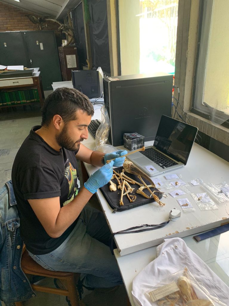 Foto del egresado Luis Ortiz realizando estudios de paleontología