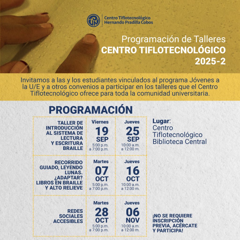 Pieza informativa Programación de talleres Centro Tiflotecnológico 2025-2